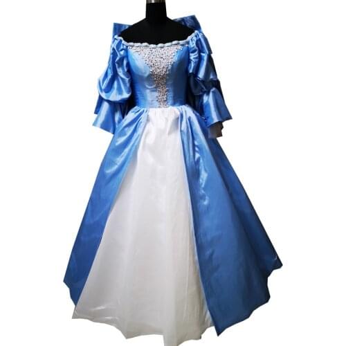 2020 New blue victorian Halloween Cosplay dress Colonial Georgian Renaissance Gothic Historical dress D-528