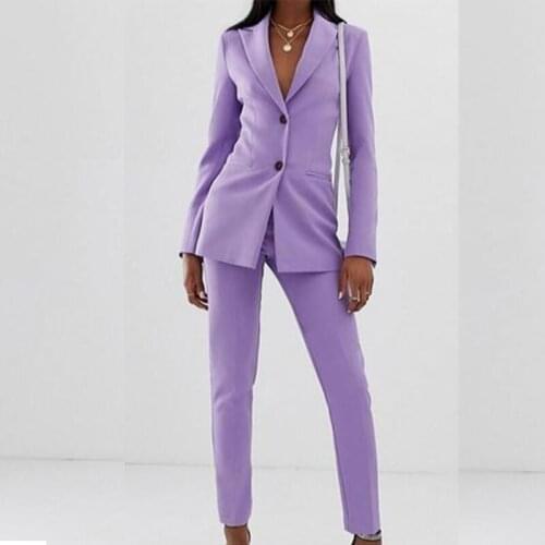 2021 New Purple Ladies Suit Blazer Summer Women Suits Office Wear Female Work Wear Office Suit Two Pieces Suits(Jacket+Pants)