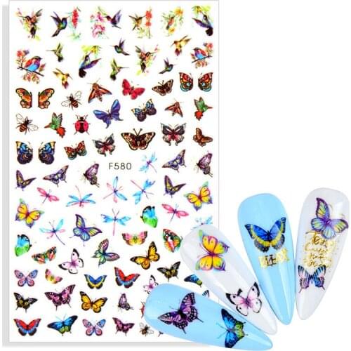 NEW Arrivals Adhesive Nail Art Stickers Colorful Butterfly Designs Adhesive Decals Manicure Decorations Accessories For Nails