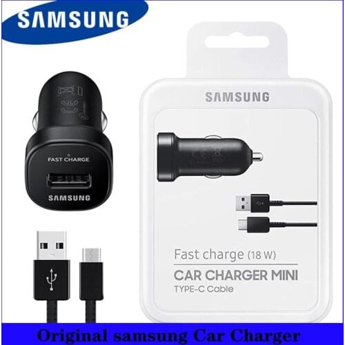 Original Samsung A51 Car Charger Adaptive 18W Fast Car Charge Adapter USB Type C 2A Cable For Galaxy S8 S9 Note 8 9 10 A52 A20S