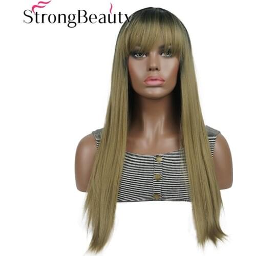 StrongBeauty Long Straight Wigs Womens Synthetic Wig Ombre Hair Natural Wigs