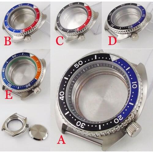 Stainless Steel 45mm Automatic Watch Case for NH35A NH36A 5ATM Water Proof Screw Crown Flat Sapphire Glass Alloy Insert