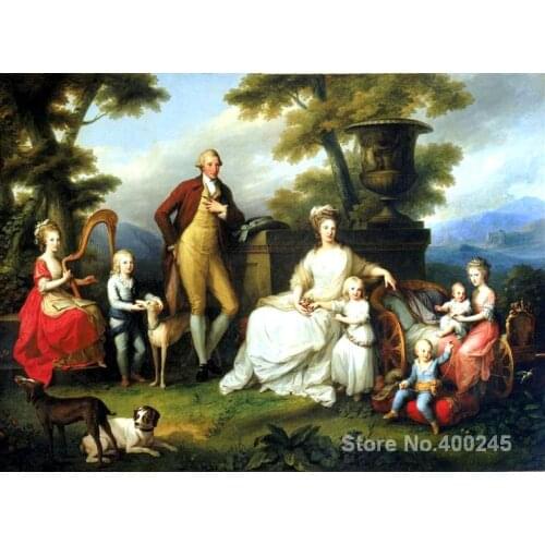 Portrait art Classical Angelica Kauffman Ferdinand IV of Naples and his family oil Painting canvas High quality Hand painted