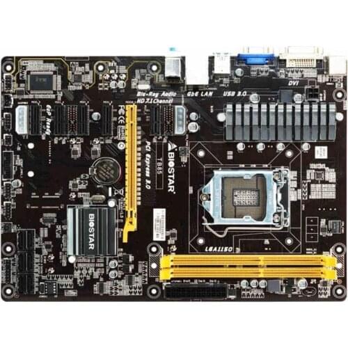 For Biostar TB85 6GPU 6PCI-E Professional mining BTC PRO Used Desktop Motherboard B85 LGA 1150 DDR3 16GB SATA3 USB2.0 USB3.0