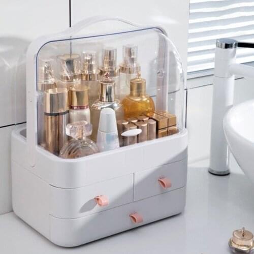 Dust-proof Cosmetic Box Large Capacity Home Desktop Organizer Dressing Table Lipstick Skin Care Product Shelf