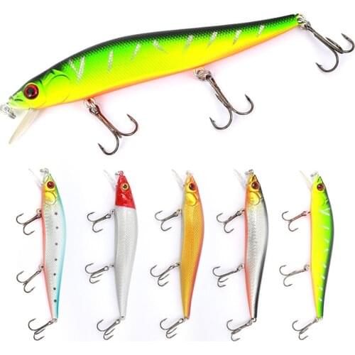 14cm 22g Fishing Lure Minnow Hard Bait 3 Treble Hooks Pesca Tackle Lures Bass Crank Baits Swimbait 3D Eyes Japan Laser Luminous