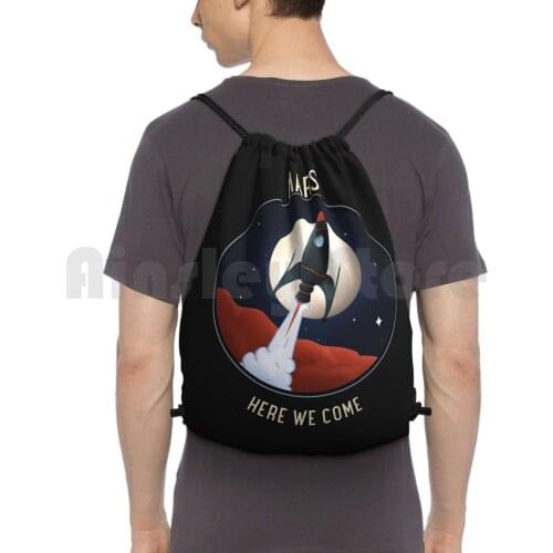 Here We Come Outdoor Hiking Backpack Waterproof Camping Stars Galaxy Astronaut Planets Moon Pastel Universe Cute Earth Funny