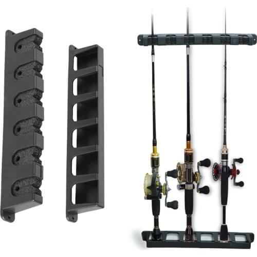 Rack Fishing Pole Holder Storage Tackle Vertical Rod Rack Stand Horizontal Wall Mount Modular Support 3/6 Rods for Garage Tools