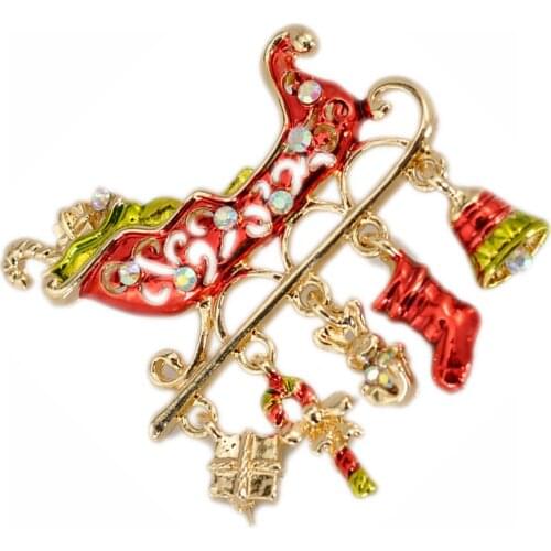 Rhinestone Christmas Snow Bar Brooch Pin Fashion Women Clothing Party Decoration Charm Corsage Jewelry Gift Broche XZ024