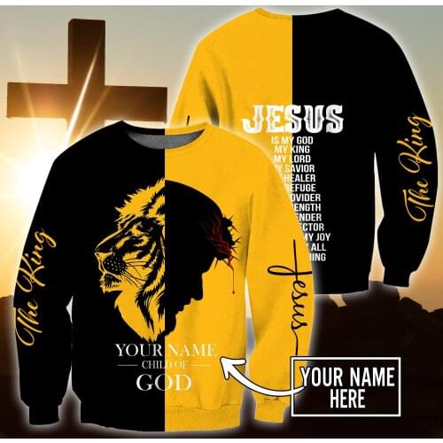 Christian Jesus Mens Hoodie Custom Name 3D All Over Printed Unisex Sweatshirt For women Autumn Casual Pullover Zipper Streetwear