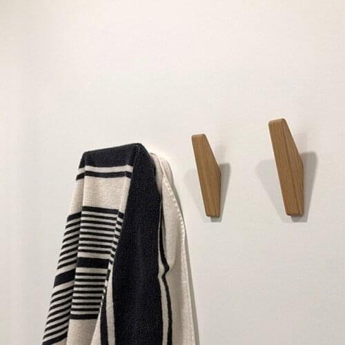 Natural Wood Clothes Hanger Wall Mounted Coat Hook Decorative Key Holder Hat Scarf Handbag Storage Bathroom Rack Minimalism