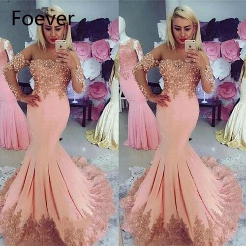 High Quality Long Sleeve Prom Dresses 2019 Mermaid Appliques Formal Holidays Graduation Wear Party Gowns Plus Size Custom Made