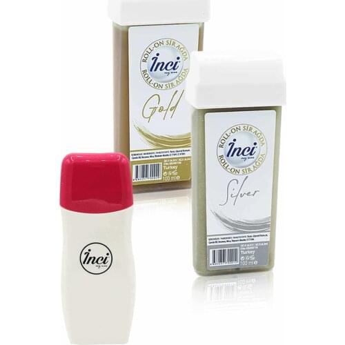 Pearl gold and silver cartridge roll on depilatory 2 PCs + roll on depilatory heating machine, filling in the network, depilation, sugar-free wax, hair removal