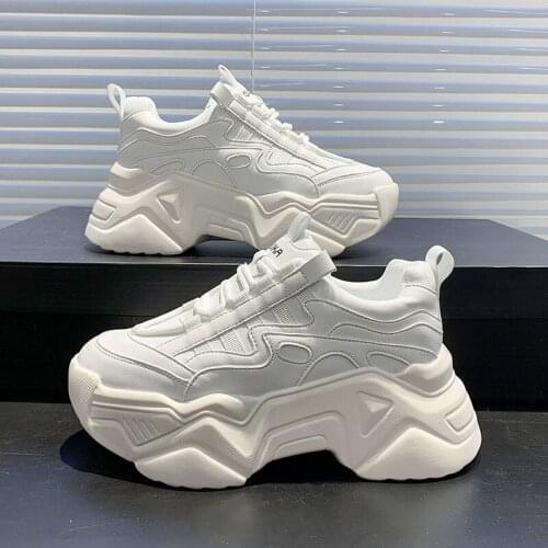 New Black Dad Chunky Sneakers Casual Vulcanized Shoes Woman High Platform Sneakers Lace Up White Sneakers Women 2020