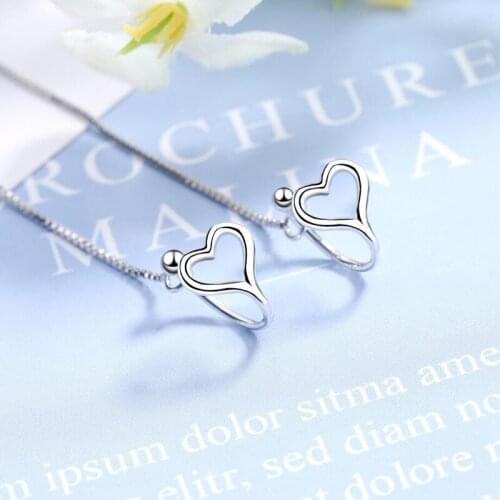 KOFSAC Simple Fashion Hollow Heart Drop Earrings For Women Jewelry 925 Sterling Silver Earring Lady Valentines Day Accessories