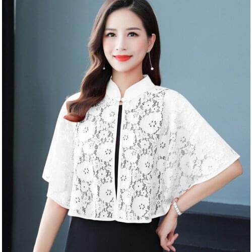 Women Summer Cape Coat White Black Red Green Poncho Shrug Bolero Lace Bridal Cloak Jacket Female Elegant Wraps Beach Shawl Tops