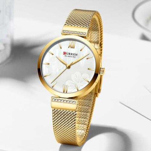 Gold Wristwatch Mesh Ladies Watches Luxury Brand CURREN Elegant Simple Quartz Watch Womens Bracelet Clock Female Reloj mujer