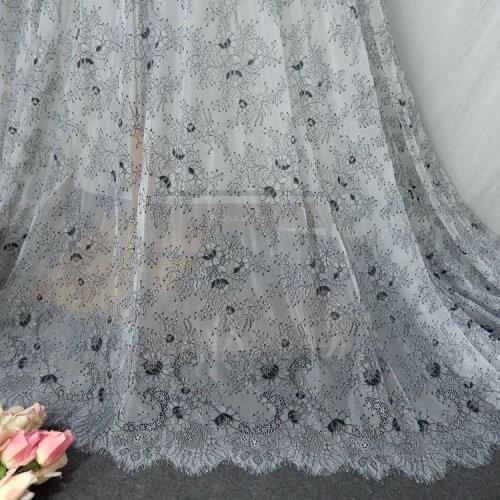 1.5m wide and 3m long dense mesh yarn gray background black hook flower eyelash lace clothing accessories DIY