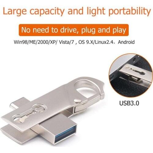 2-In-1 USB3.0 +TYPE-C U Disk for Mobile Phone Metal Rotating