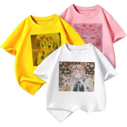 2021 New Girls Boys Summer Kids Handsome Cartoon Anime Beautiful Childrens Short-Sleeved Shirt Unisex T-Shirt 2-9 Years Old