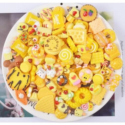 30 Pcs/lot Slime Animals pigs Cake Candy Donut Ice Cream Resin Flatback Of Slime Beads for Ornament Scrapbook DIY Crafts