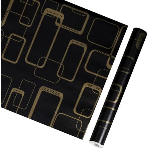 3d stereo wall sticker Self-adhesive Wallpaper Modern Geometric Metallic Vinyl Wall Paper Roll Black Background DIY Décor