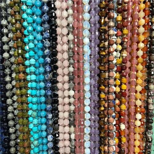 7.5'' Natural Stone Beads Jades Crystal Faceted Sharp Energy Column Loose 8MM 10MM Beads For Jewellry Making DIY Bracelets