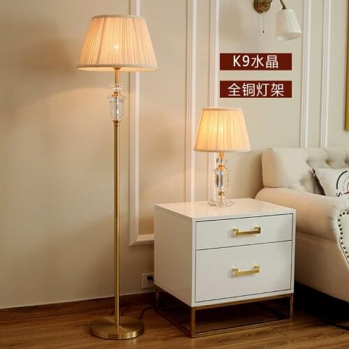 Free Shipping Modern Crystal Floor Lamp Bedside Lamp For Living Room Simplicity Study Household Light Bedroom Bedside Lamp