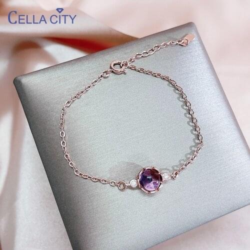 Cellacity Classic Amethyst Gemstones bracelets for women 925 sterling silve princess fine jewelry wedding party gift wholesale
