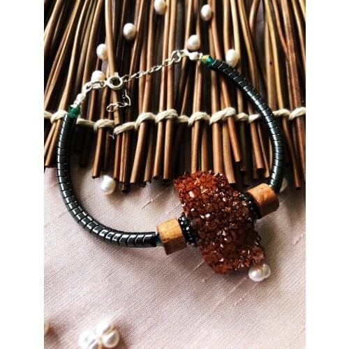 Dr Stone Luxury collection Quartz and Hematite Stone 925 Sterling Silver Women Handmade Bracelet LXDR28