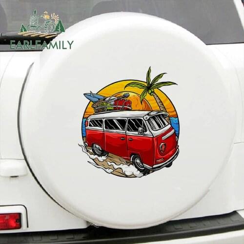 EARLFAMILY 43cm x 39.7cm for Camper Travel Cartoon Car Sticker Waterproof Occlusion Scratch Decal Personality Car Door Protector