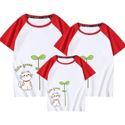 2021 New Summer T Shirt Cute Cats Print Cotton Family Casual Baby Tops Streetwear Girls Short Sleeve Loose Harajuku Gifts Cozy