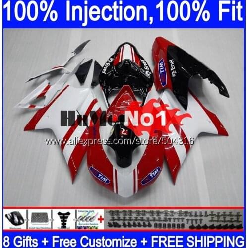 Injection For DUCATI 848 1098 1198 S R 07 08 09 2010 2011 2012 119MC.20 848S 1198S 2007 2008 2009 10 11 12 Fairing white red hot