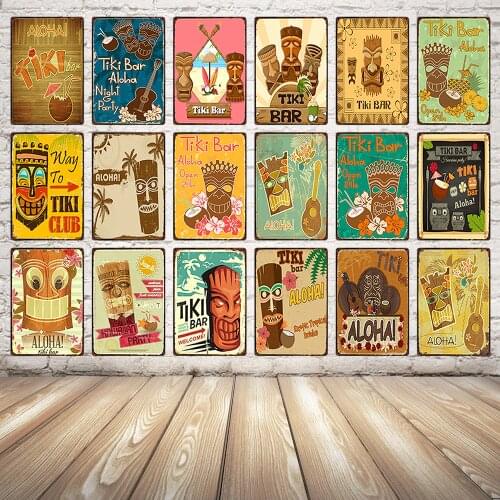 [ Kelly66 ] Welcome Way To TIKI BAR ALOHOA Retro Party Metal Sign Tin Poster Home Decor Wall Art Painting 20*30 CM Size Dy22