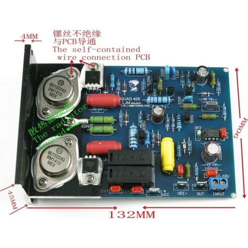 LJM QUAD405 MJ15024 + LM301A 8R/100W+100w Dual Channel Amplifier Music audio speaker Amplifier circuit Board +Angle aluminum