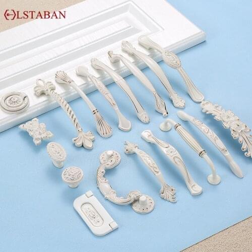 LSTABAN Modern And Simple Single Hole European Ivory White Aluminum Alloy Knob Pull Wine Cabinet Drawer Shoe Cupboard Handle