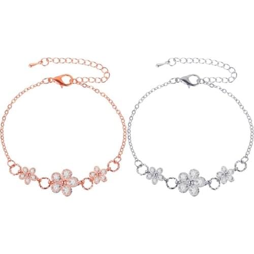 Pink Cherry Blossom Small and Sweet Bracelet Cubic Crystal Adjustable Bracelets The New Flower Bracelet