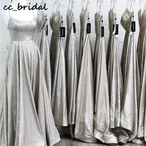 Glitter Sequined Prom Dresses 2020 Long Formal A-line Evening Dress Party For Women Elegant Backless Vestidos De Gala