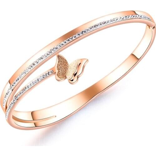 Fashion Zircon Butterfly Bracelets Titanium Steel Jewelry For Woman Gift Drop Shipping