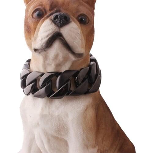 Fashion Cuban Chain Pet Collar Bully Large Dog Collar Leash Customized Stainless Steel 32mm Pitbull Bulldog Strong Metal Collar