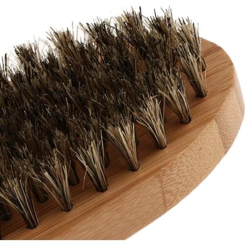 Mens Portable Soft Salon Barber Wooden Oval Beard Mustache Brush For Travel