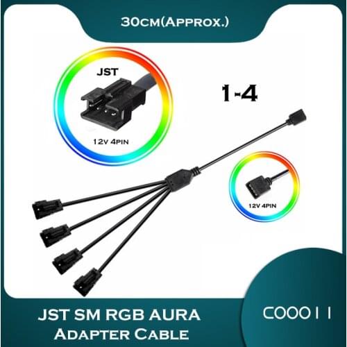Male/Female M/B RGB AURA SYNC JST SM Adapter Cable, Transfer To 12V 4Pin RGB and 5V 3Pin ARGB, JST-3P SM3P SM4P EL Wire Cord
