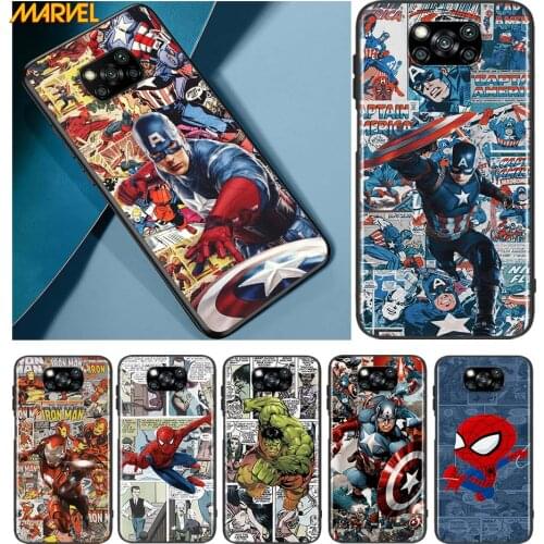 Spiderman captain america for Xiaomi Poco X3 NFC X2 M3 M2 F2 F3 Pro C3 F1 A2 Lite Mix3 Play Silicone Soft Black Phone Case