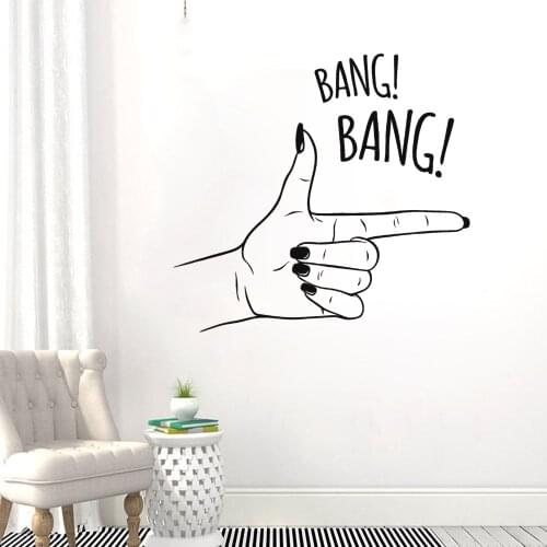 Bang Bang Hand Sign Wall Sticker Decal Art Aesthetic Home Bedroom And Hotel Room Decoration A001356