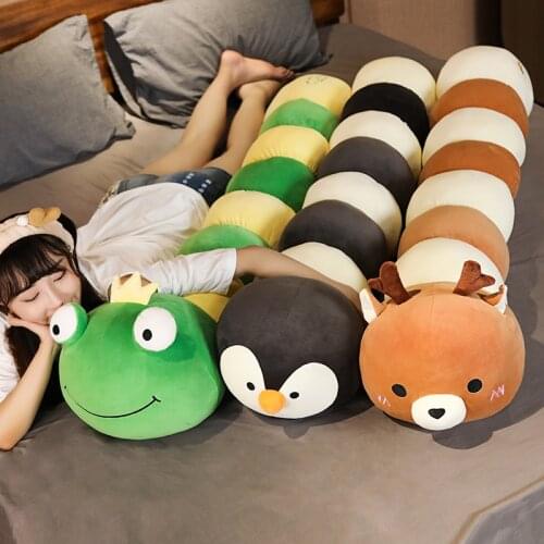 New Nice Funny Frog Penguin Plush Long Pillow Toys Soft Stuffed Cartoon Animal Deer Doll Sofa Bed Sleeping Cushion Kids Gifts