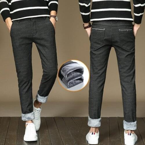 2021 New Design Casual Men Pants Cotton Slim Pant Fleece Trousers Fashion Business Solid Pants Men Pantalon