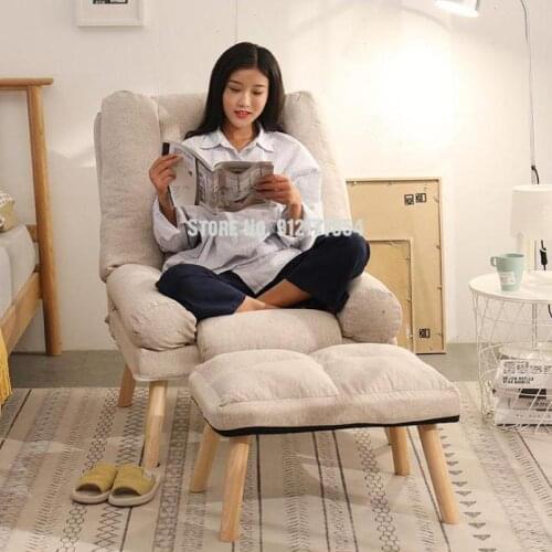 Single sofa chair light luxury balcony folding grid maker wood rhyme small apartment bedroom small cute lazy sofa recliner