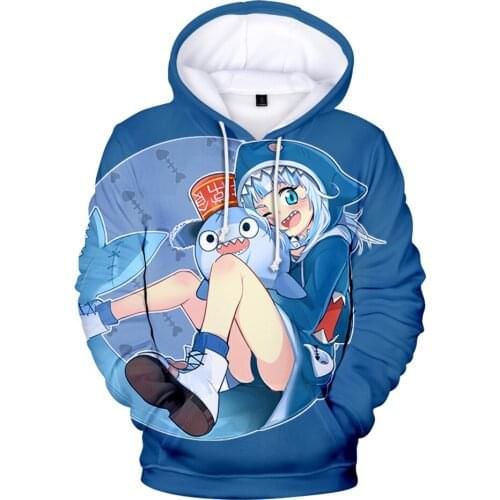 3-14 Years Kawaii Gawr Gura Hoodies Boys/girl Sportswear Boys/girl Sweatshirts Cartoon Gawr Gura Hoodie Children Anime Clothes