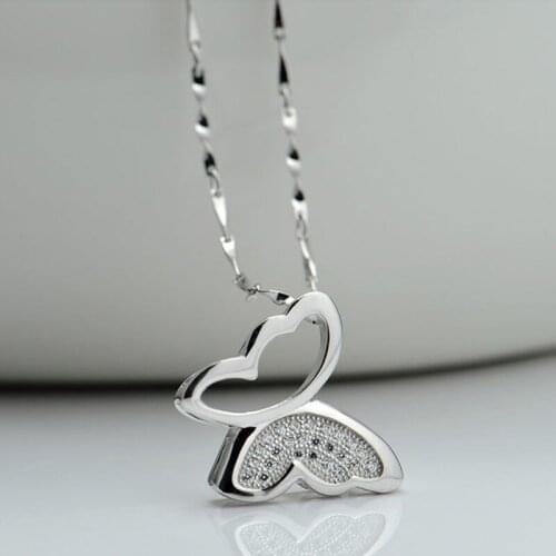 Luxury Female Crystal Butterfly Pendants Necklaces Jewelry Cubic Zirconia Choker Necklace for Women Girl