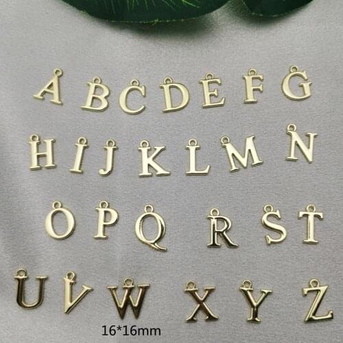 10pcs 26 English Letters Color Retention Pendants Alphabets Charms Fit Fashion Earring DIY Jewelry Making Accessory Golden Metal
